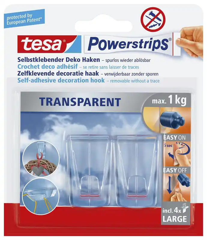 Sonderangebot tesa Klebehaken 2.7 cm x 4.5 cm transparent    1 Pack = 2 St.