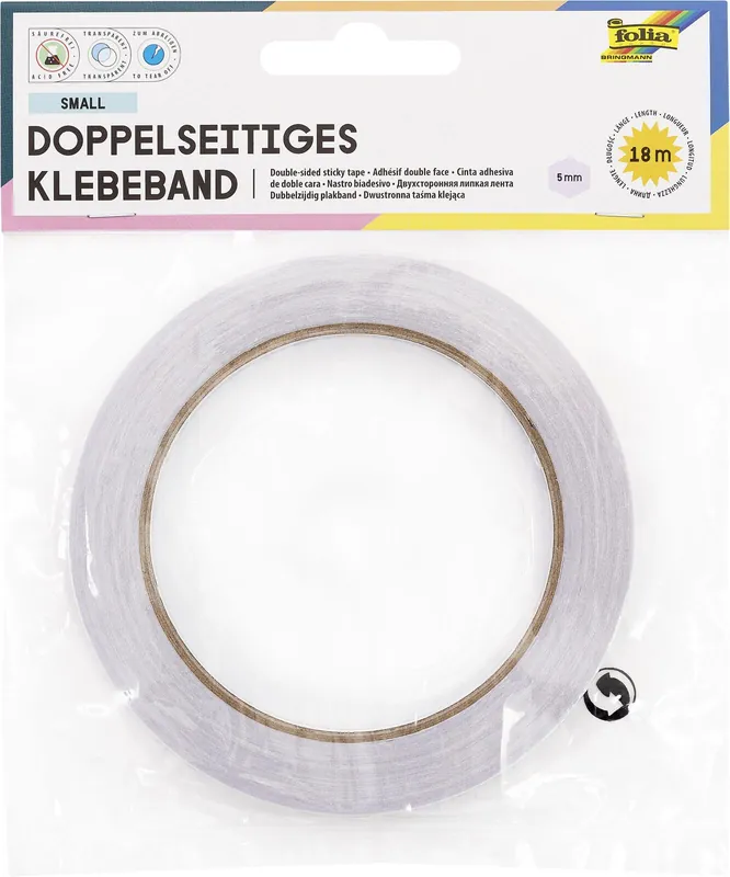 folia doppelseitiges Klebeband 5 mm x 18 m transparent Gleich Bestellen