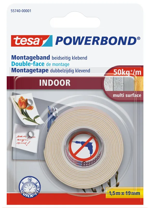 tesa doppelseitiges Klebeband 19 mm x 1.5 m weiß Im Trend