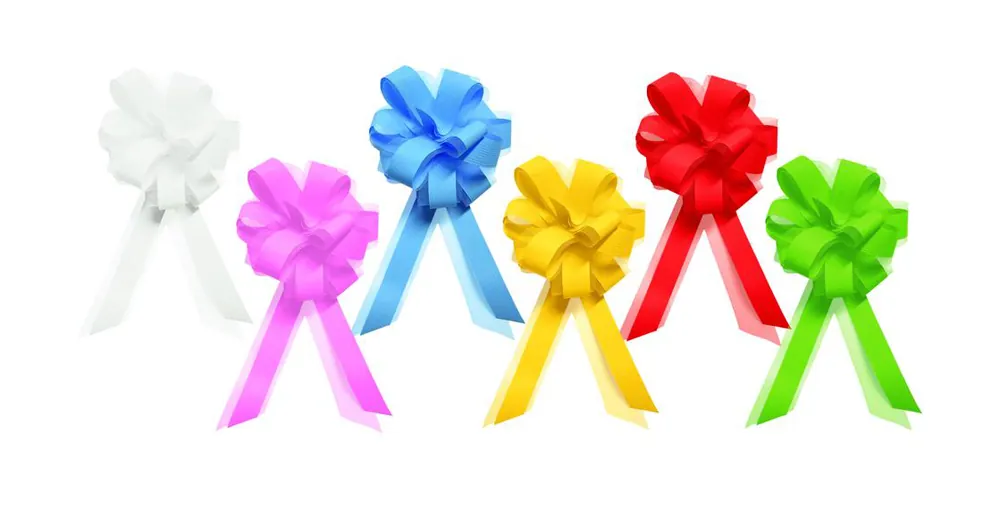 Ziehschleife / Dekoschleife mit Band und Tüll / Ø ca. 17 cm / Farbe: weiß Kracherpreis