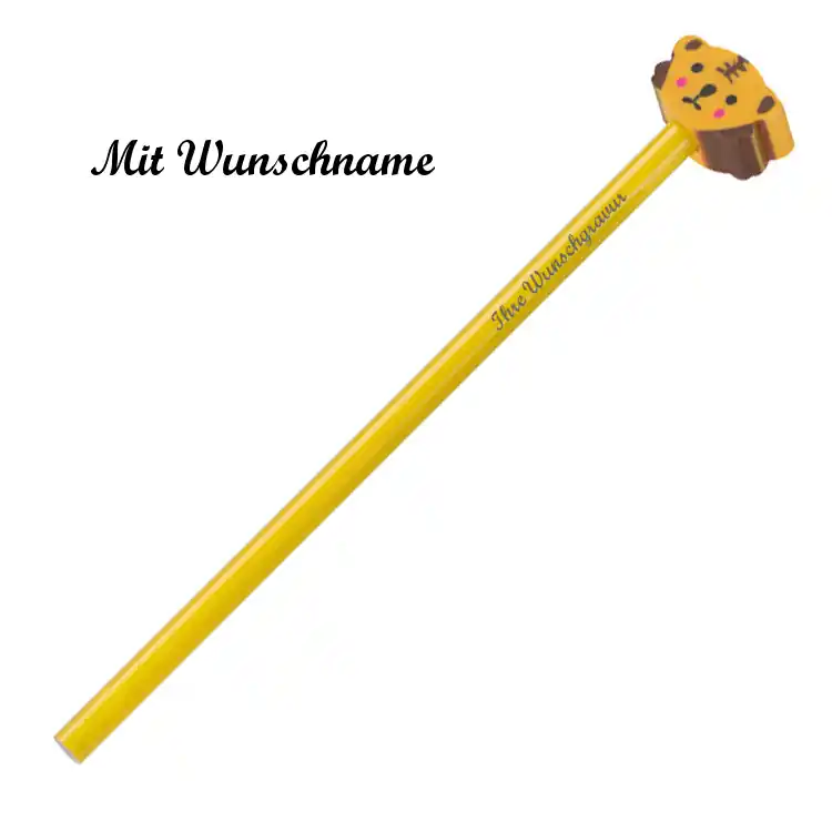 10 Bleistifte mit Namensgravur – HB – mit Motiv Radierer „Teddy“ Preiswert